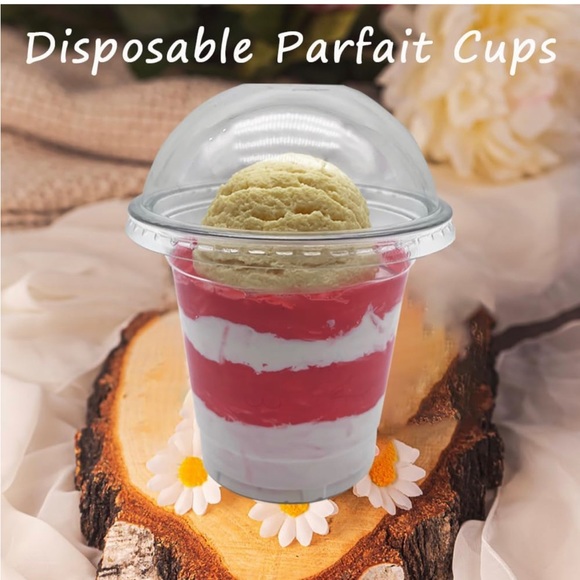 Clear Plastic Cups - 12oz 50 Cups and Lids - Dessert Cups with Lids - - Picture 2 of 5